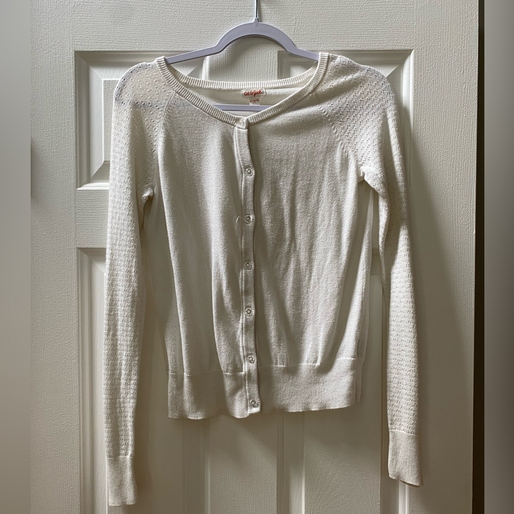 Gently used white Cat & Jack Cardigan
